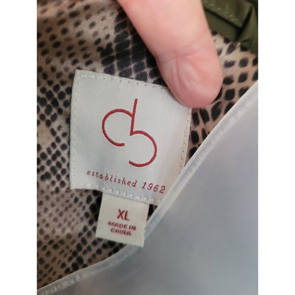 DB Women Jacket Olive Green Hood Zip/Snap Drawcord Lined Pockets Sz XL - Picture 5 of 9